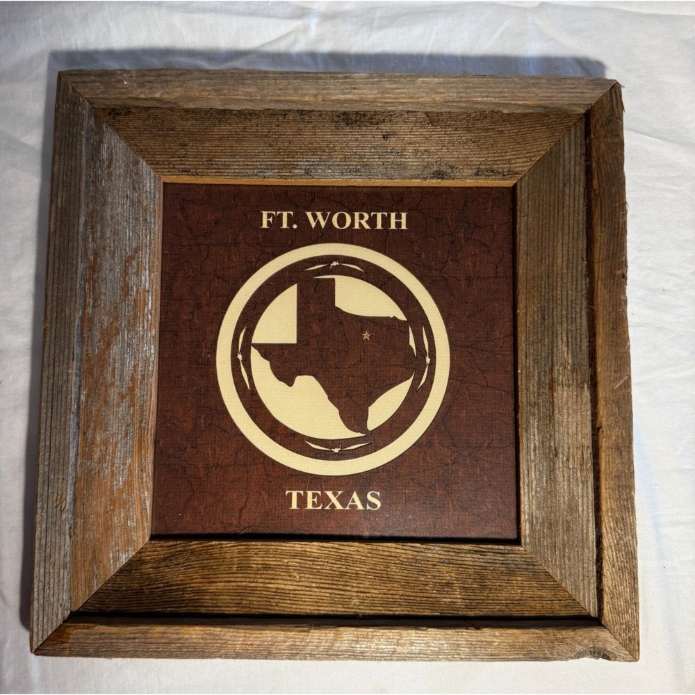 Fort Worth Texas 8x8 Laser Map Art Plus Rustic Wood Frame